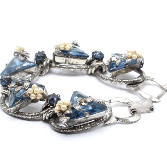 Henkel & Grosse for Christian Dior High End Designer Blue Triangular Bracelet - Picture 5 of 11